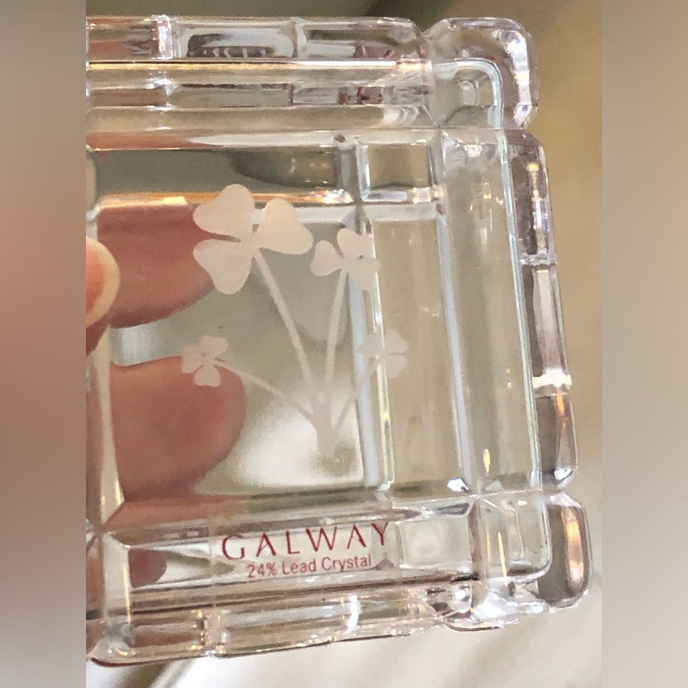 Galway Crystal Shamrock Square trinket box 24% lead crystal - Picture 11 of 15